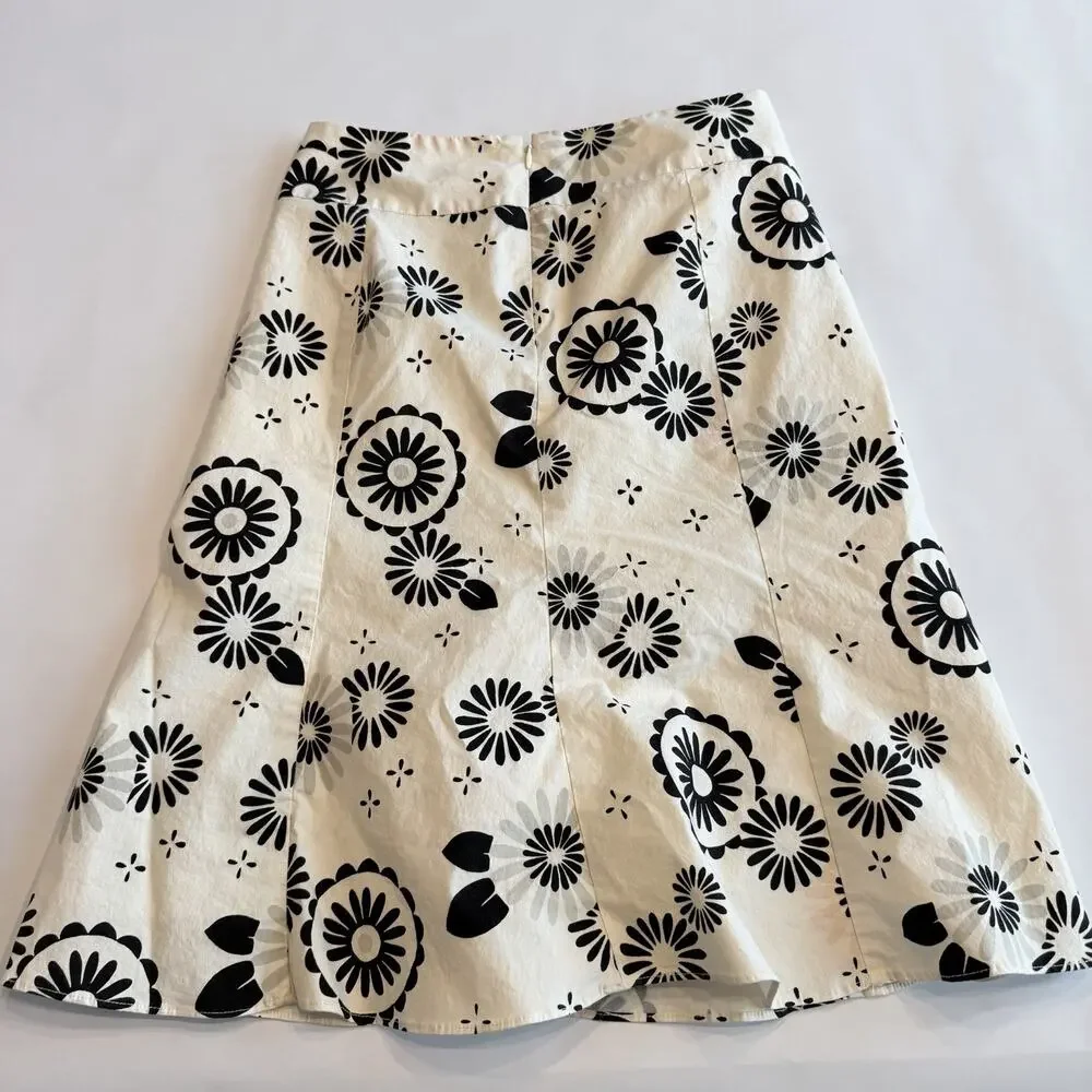 GAP Women’s White Floral Print Casual Stretch Fit Asymmetrical A-Line Skirt 1 - Picture 4 of 6